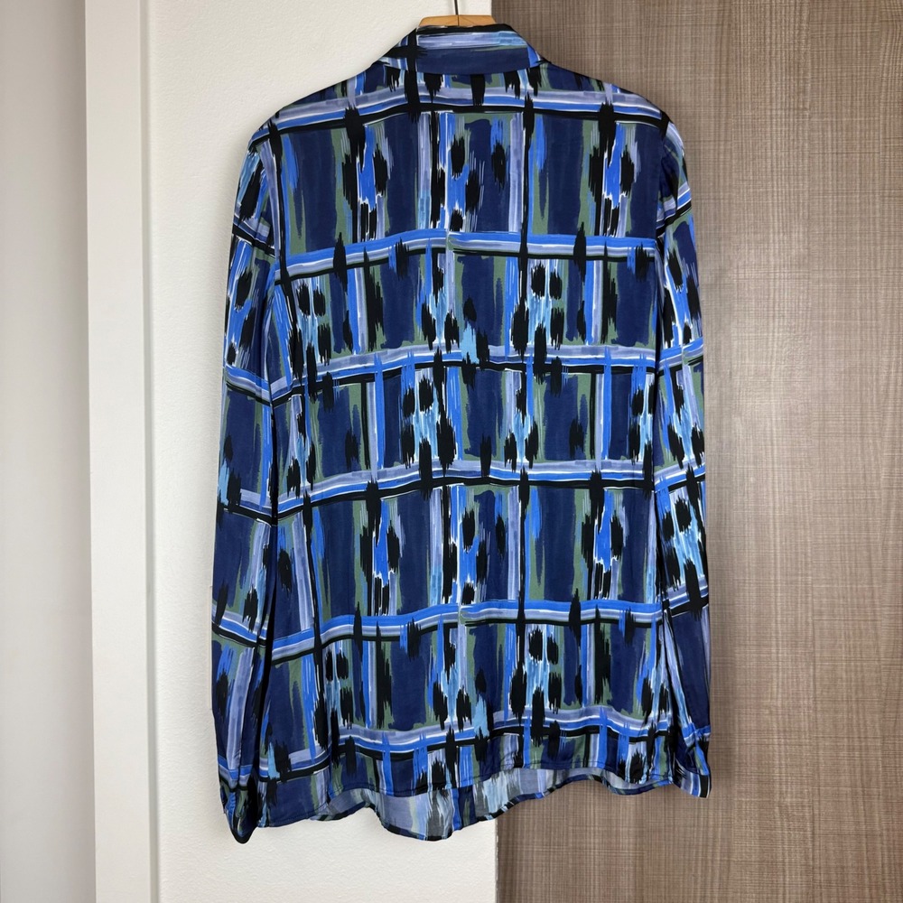 Just Cavalli Blue Black Patterned Button Down Blo… - image 6